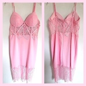Madrag XL Pink Barbiecore Floral Lace Valentine's Day Bodycon Dress